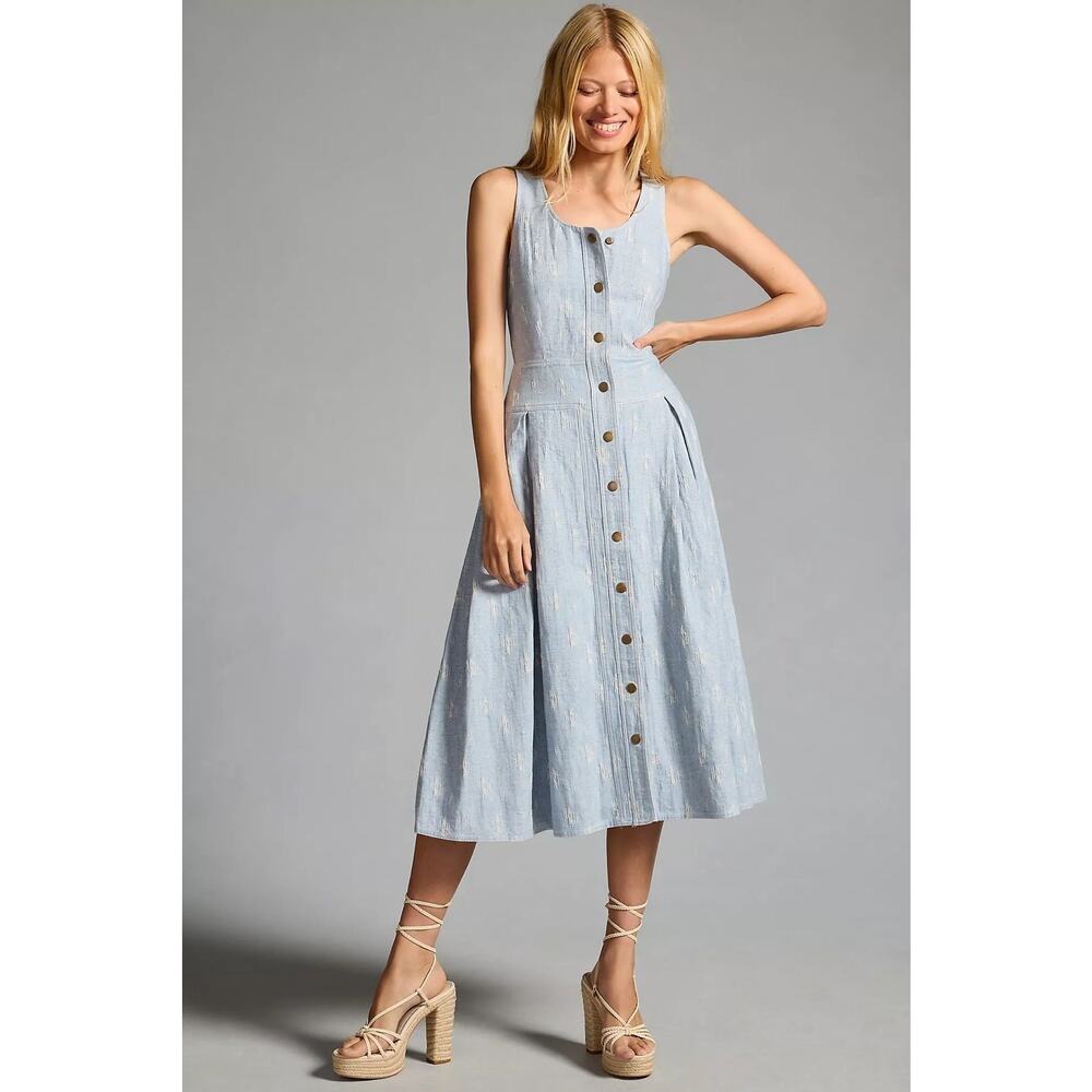 NWT❤️HUNTER BELL BUTTON-FRONT PLEATED A-LINE DRESS sz6 - Picture 5 of 11